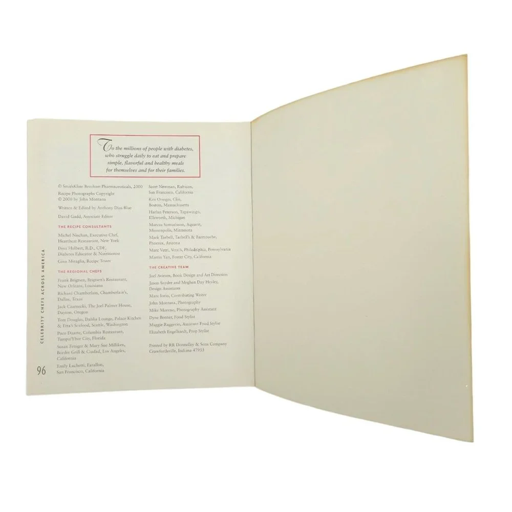 Celebrity Chefs Across America Cookbook Paperback Ingredients Managing Diabetes